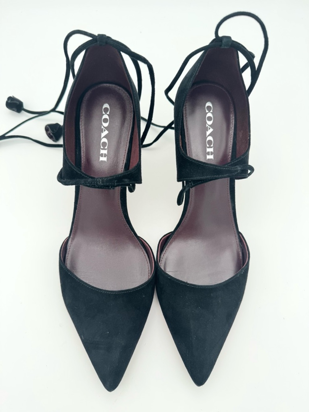 Coach Shae Lux Black Suede Heels - Picture 8 of 16